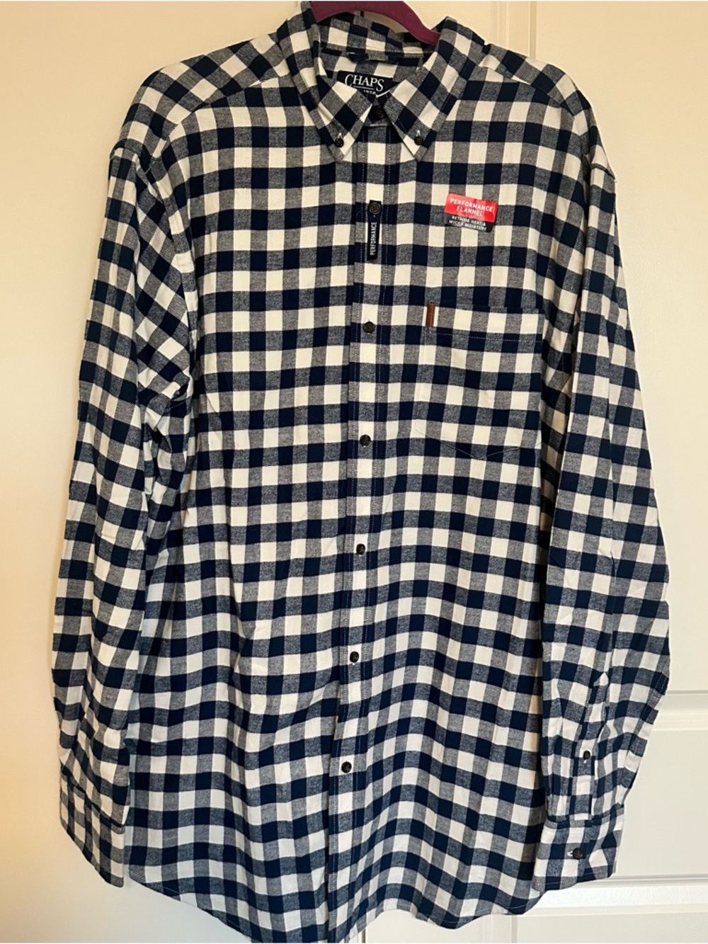 Chaps Men’s Blue & White Check Button-Down Shirt